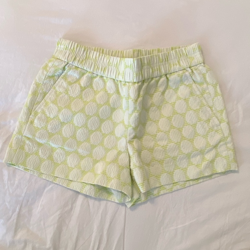 J. Crew Green/White Patterned Shorts with Pockets